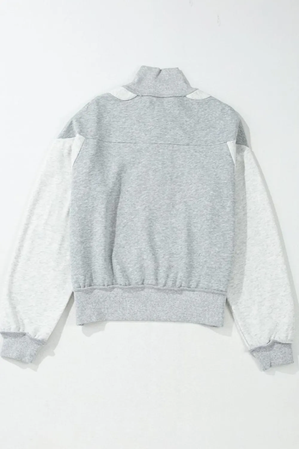Outlet Dear-Lover Half Zipper Collared Drop Shoulder Side Slits Sweatshirt Gray