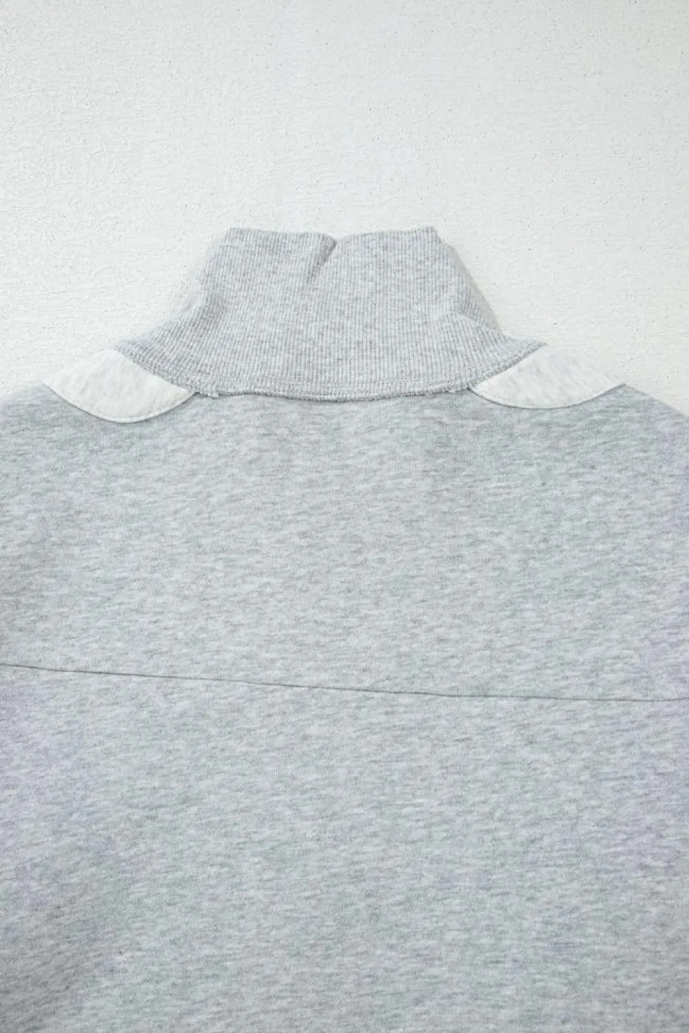 Outlet Dear-Lover Half Zipper Collared Drop Shoulder Side Slits Sweatshirt Gray
