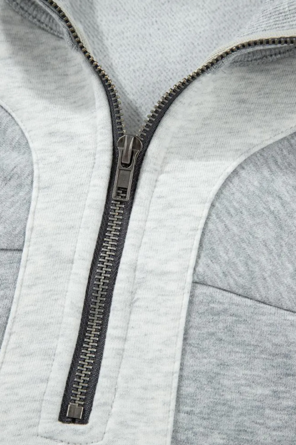 Outlet Dear-Lover Half Zipper Collared Drop Shoulder Side Slits Sweatshirt Gray
