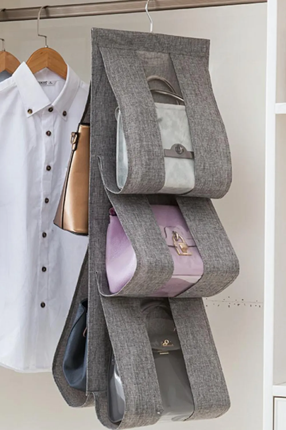 Best Dear-Lover Hanging Cotton Linen Storage Bag Gray