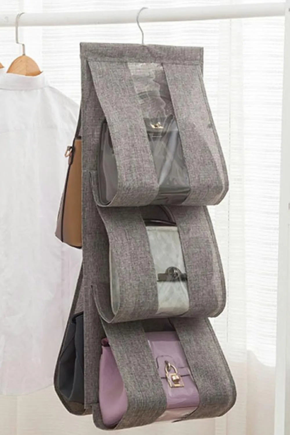 Best Dear-Lover Hanging Cotton Linen Storage Bag Gray