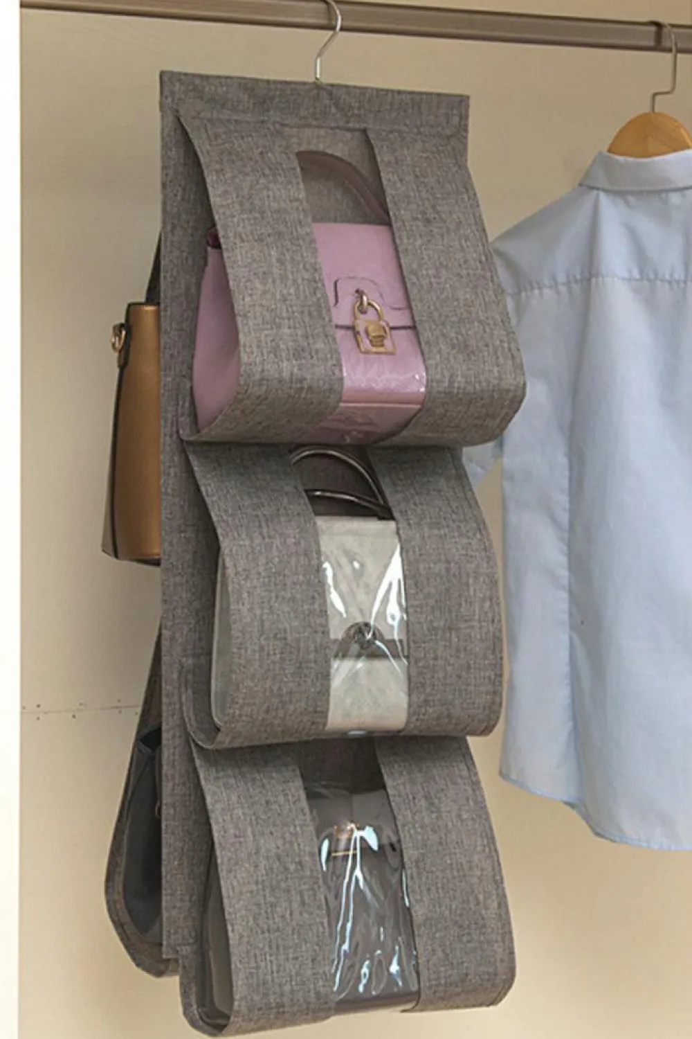Best Dear-Lover Hanging Cotton Linen Storage Bag Gray