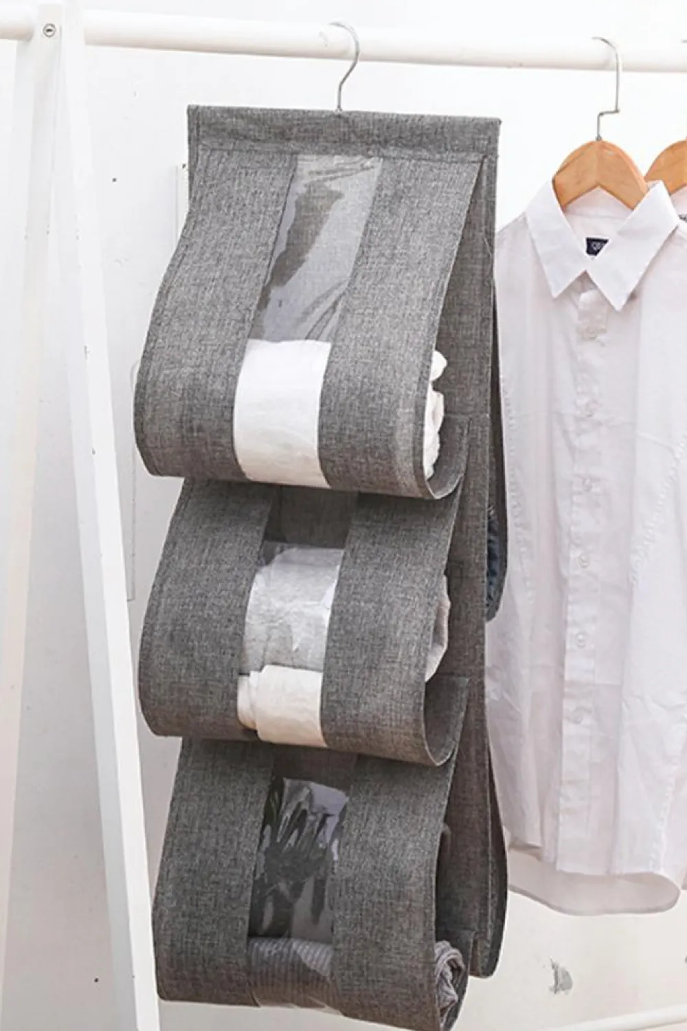 Best Dear-Lover Hanging Cotton Linen Storage Bag Gray