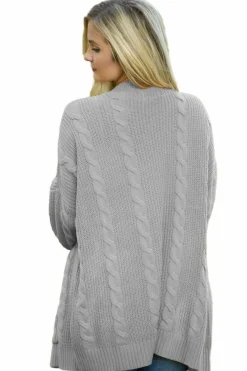 Outlet Dear-Lover Knit Texture Long Cardigan Gray