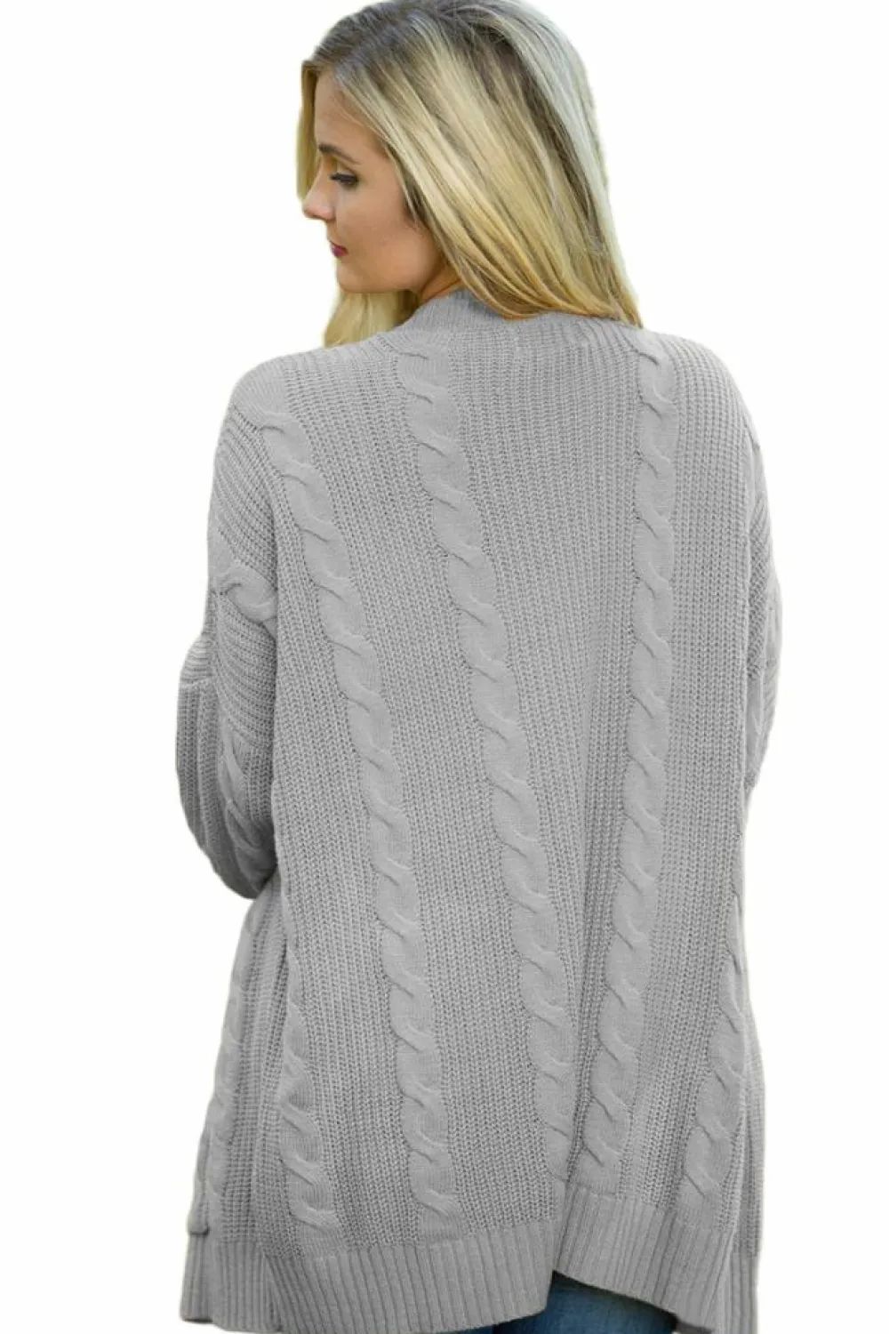Outlet Dear-Lover Knit Texture Long Cardigan Gray