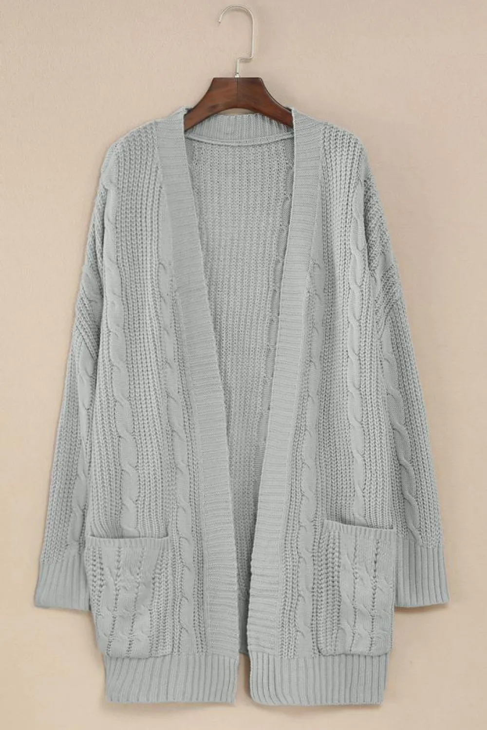 Outlet Dear-Lover Knit Texture Long Cardigan Gray