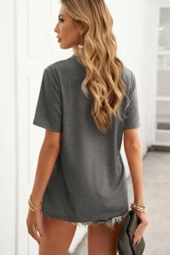 Sale Dear-Lover Leopard Heart Be Kind Graphic Tee Gray