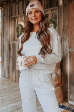 Hot Dear-Lover Long Sleeve Pullover and Jogger Pants Lounge Set Gray