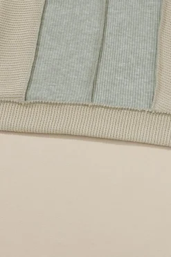 Sale Dear-Lover Long Sleeve Textured Knit Patchwork Hoodie Gray