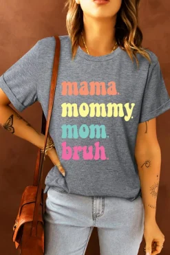 Best Dear-Lover mama mommy mom bruh Crew Neck Graphic Tee Gray
