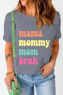 Best Dear-Lover mama mommy mom bruh Crew Neck Graphic Tee Gray