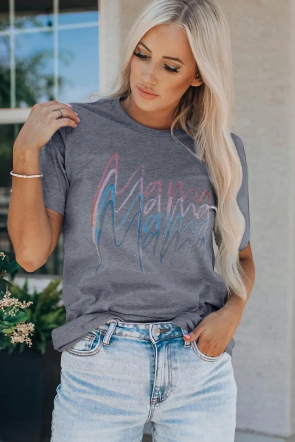 Outlet Dear-Lover Mama Quadruple Shadows Graphic Tee Gray