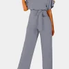 Outlet Dear-Lover Oh So Glam Belted Wide Leg Jumpsuit Gray