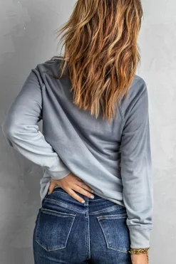 New Dear-Lover Ombre Crewneck Long Sleeve Sweatshirt Gray