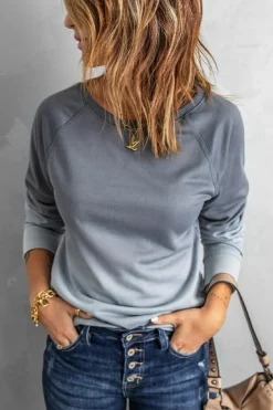 New Dear-Lover Ombre Crewneck Long Sleeve Sweatshirt Gray
