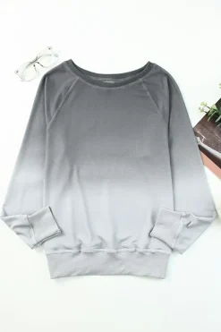 New Dear-Lover Ombre Crewneck Long Sleeve Sweatshirt Gray