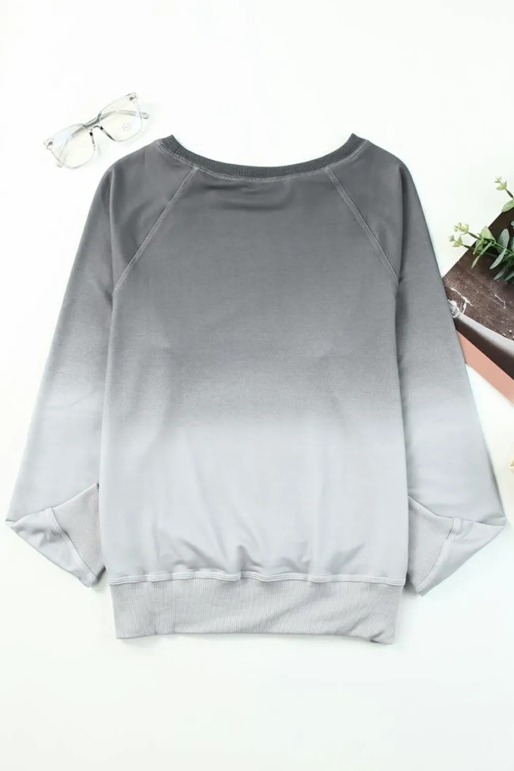 New Dear-Lover Ombre Crewneck Long Sleeve Sweatshirt Gray