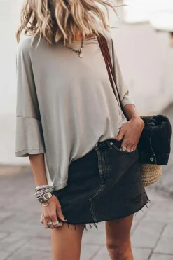 Hot Dear-Lover Oversized Flowy Dropped Shoulder T-shirt Gray