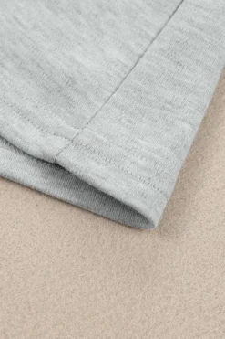 Fashion Dear-Lover Plain Crew Neck Long Sleeve Top Gray