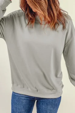 New Dear-Lover Plain Crew Neck Pullover Sweatshirt Gray