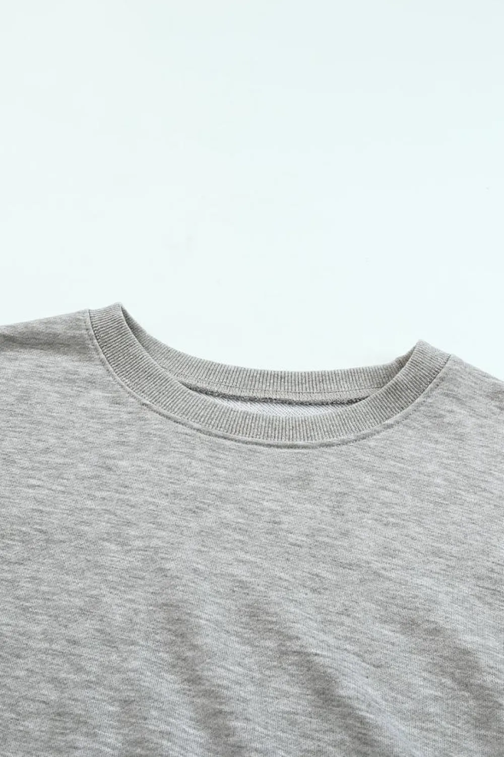 New Dear-Lover Plain Crew Neck Pullover Sweatshirt Gray