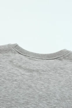 New Dear-Lover Plain Crew Neck Pullover Sweatshirt Gray