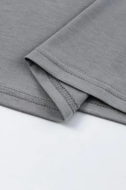 Hot Dear-Lover Plain Tiered Ruffled Short Sleeve T Shirt Gray