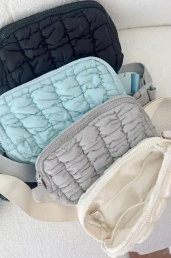 Sale Dear-Lover Quilted Puffer Belt Bag Fanny Pack Gray