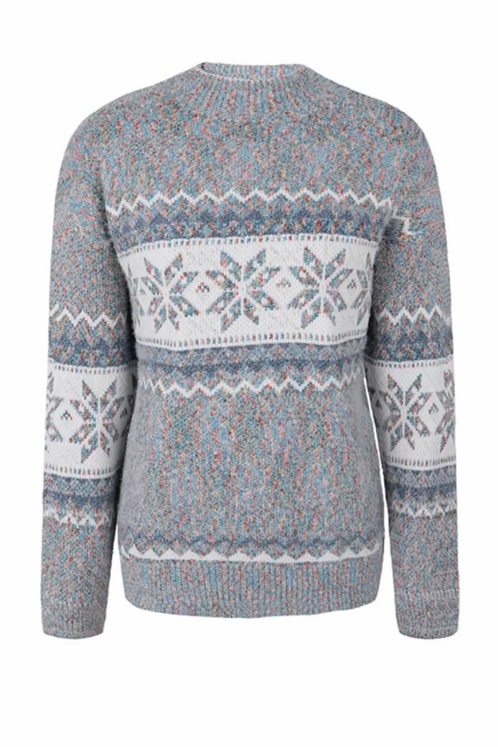 Hot Dear-Lover Retro Snowflake Pattern Mock Neck Fuzzy Sweater Gray