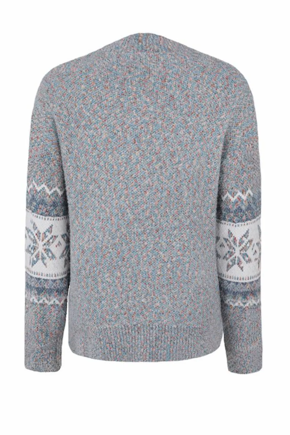 Hot Dear-Lover Retro Snowflake Pattern Mock Neck Fuzzy Sweater Gray