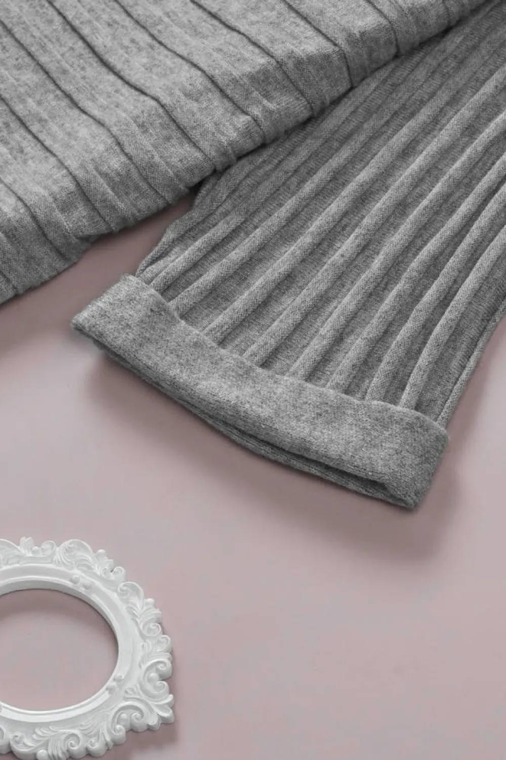 Online Dear-Lover Ribbed Open Front Knit Cardigan Gray