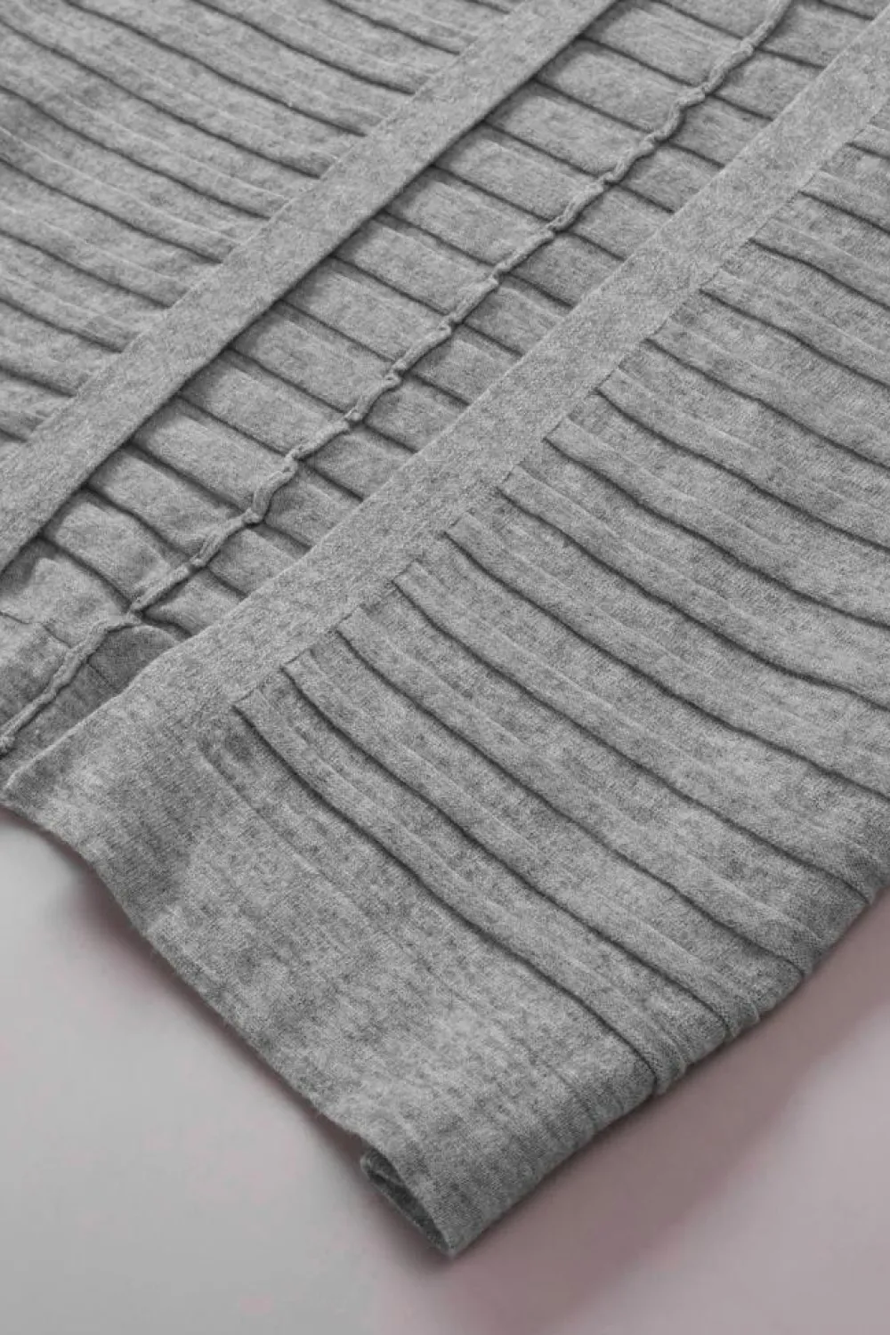 Online Dear-Lover Ribbed Open Front Knit Cardigan Gray