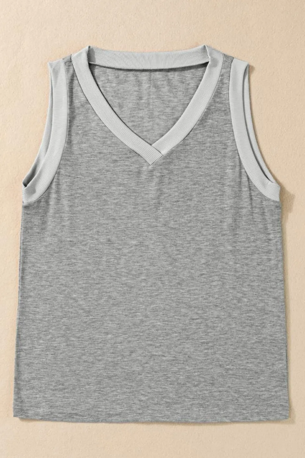 New Dear-Lover Ribbed V Neck Tank Gray