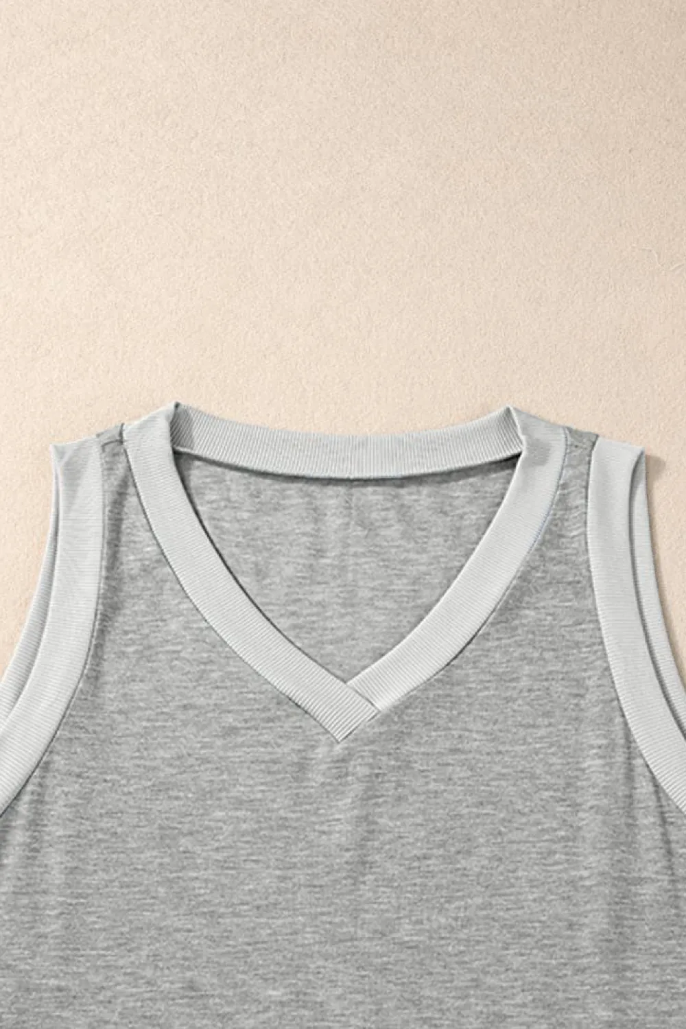 New Dear-Lover Ribbed V Neck Tank Gray