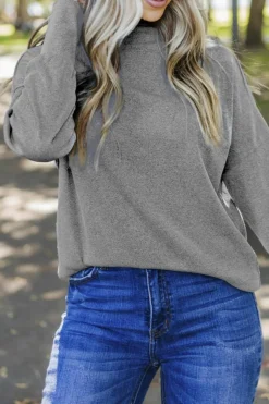 Hot Dear-Lover Ribbed Zip Knit Top Gray