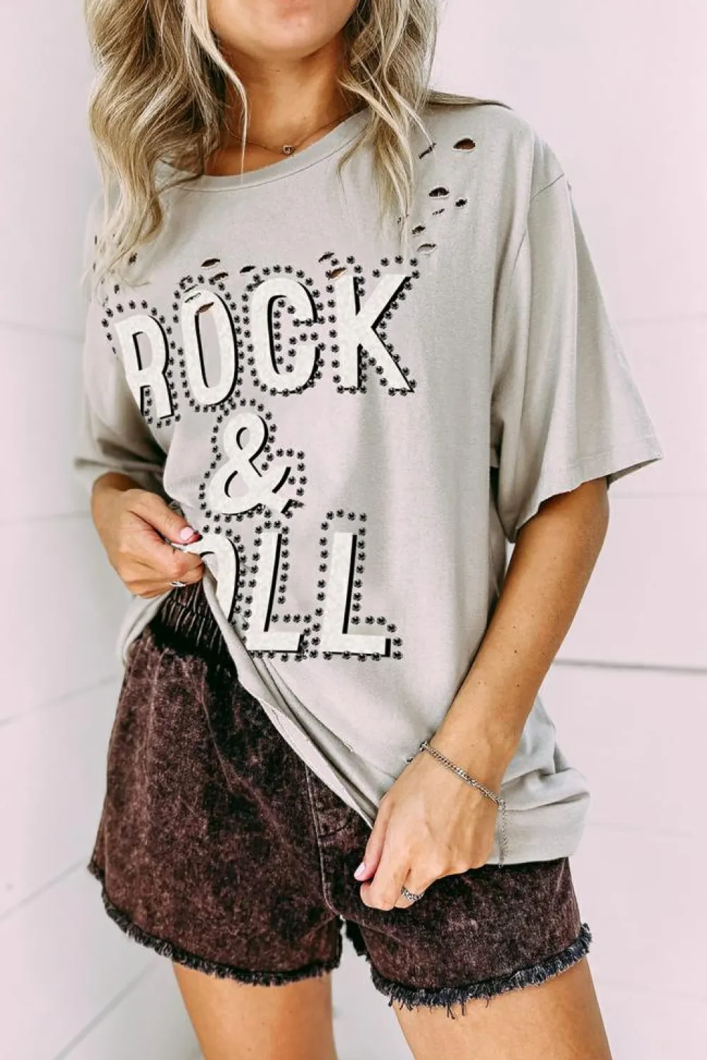 Best Dear-Lover Rock & Roll Graphic Distressed Vintage Tee Gray