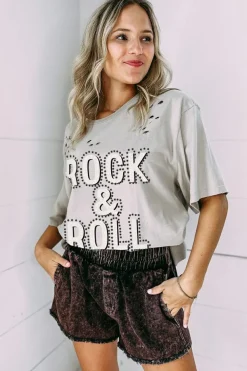 Best Dear-Lover Rock & Roll Graphic Distressed Vintage Tee Gray