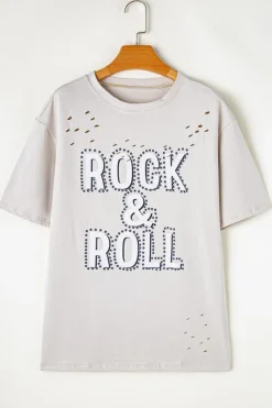 Best Dear-Lover Rock & Roll Graphic Distressed Vintage Tee Gray