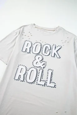 Best Dear-Lover Rock & Roll Graphic Distressed Vintage Tee Gray