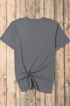 Online Dear-Lover Rugby Bow Knot Print Crewneck Casual T Shirt Gray
