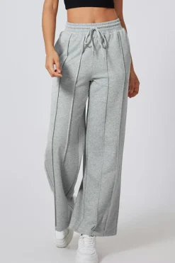 Best Dear-Lover Seamed Drawstring High Waist Wide Leg Sweatpants Gray