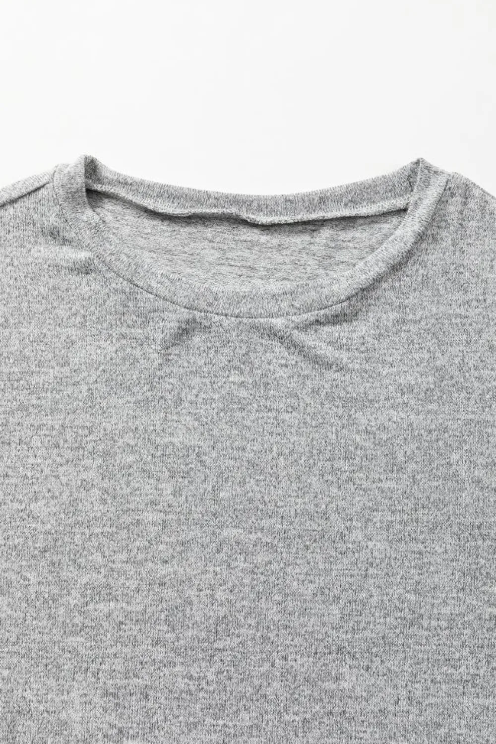 Clearance Dear-Lover Side Buttons Crew Neck Knit Top Gray