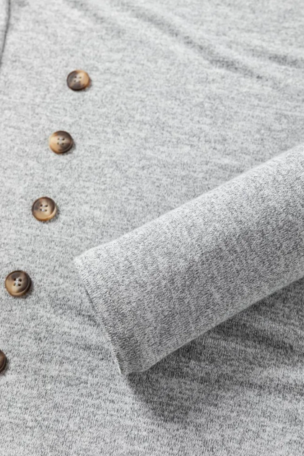 Clearance Dear-Lover Side Buttons Crew Neck Knit Top Gray