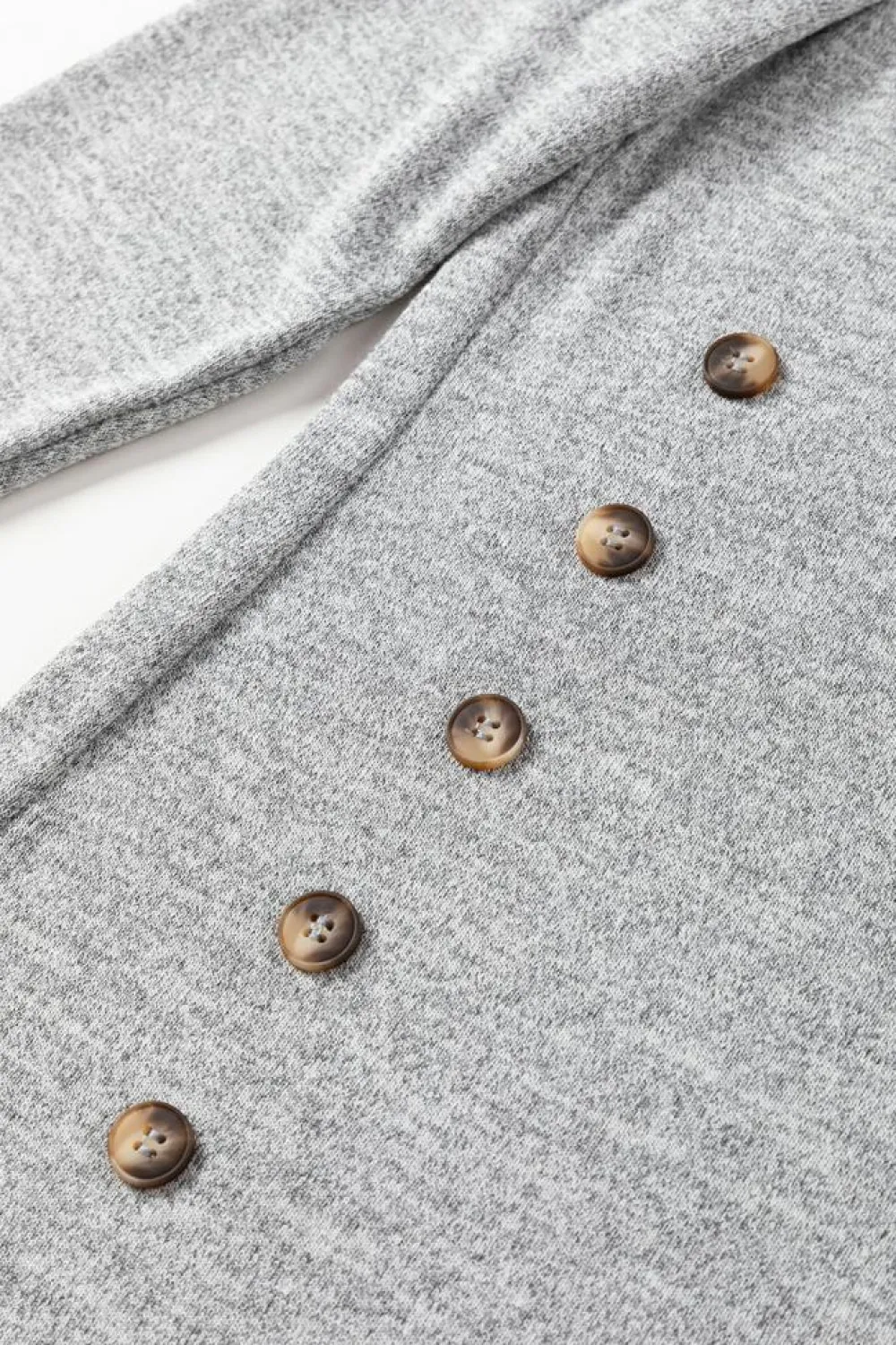 Clearance Dear-Lover Side Buttons Crew Neck Knit Top Gray