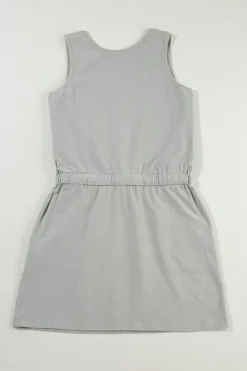Discount Dear-Lover Sleeveless Drawstring Waist Mini Dress Gray
