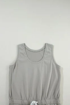 Discount Dear-Lover Sleeveless Drawstring Waist Mini Dress Gray