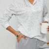 Online Dear-Lover Slouchy Heather Rib Knit Long Sleeve Henley Top Gray