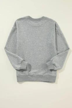 Clearance Dear-Lover Solid Classic Crewneck Pullover Sweatshirt Gray