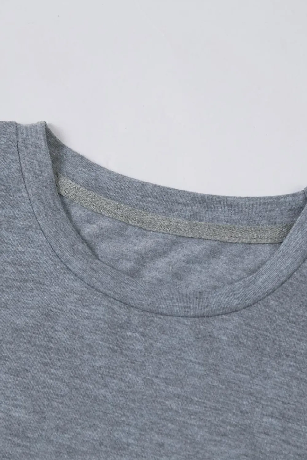 Outlet Dear-Lover Solid Color Crew Neck Tee Gray