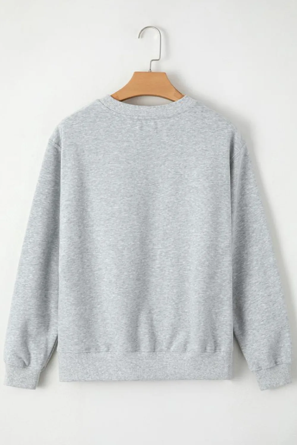 New Dear-Lover Solid Fleece Lined Drop Shoulder Terry Sweatshirt Gray